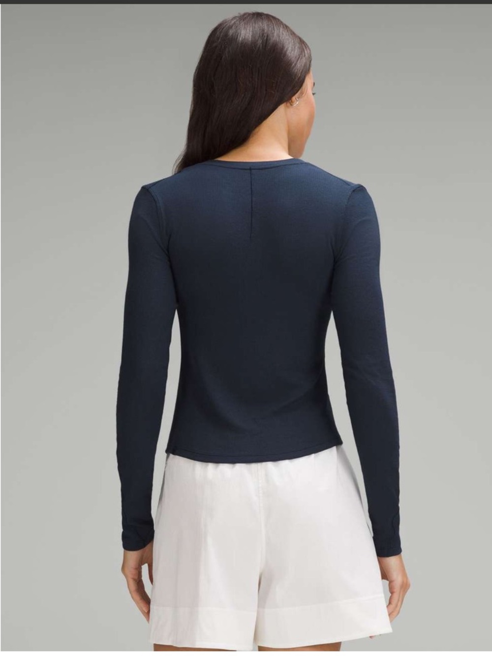 Lululemon Hold Tight Long-Sleeve Henley True Navy size M ribbed long sleeve - Picture 3 of 5